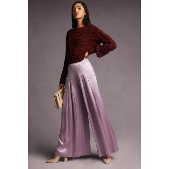 NWT Anthropologie Purple Pleated Shine Pants - Size 6 - Picture 1 of 7